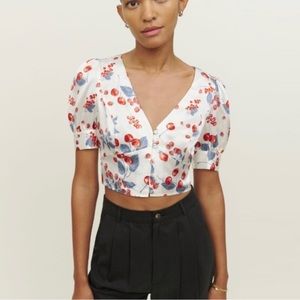 Reformation Mendez Mixed Berry Silk top, size 10